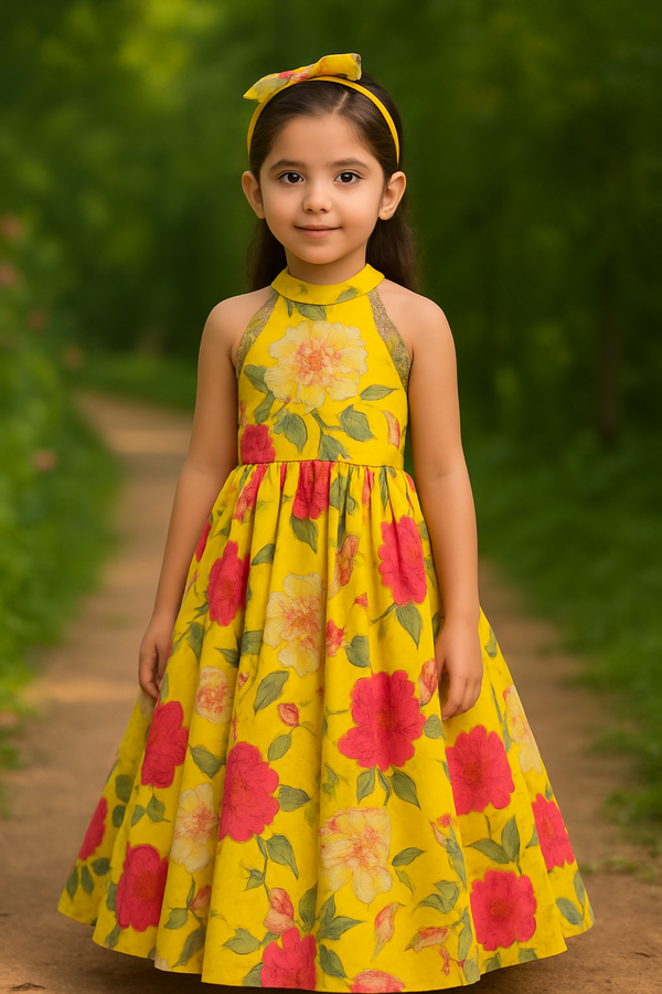 Sunshine Bloom Floral Gown