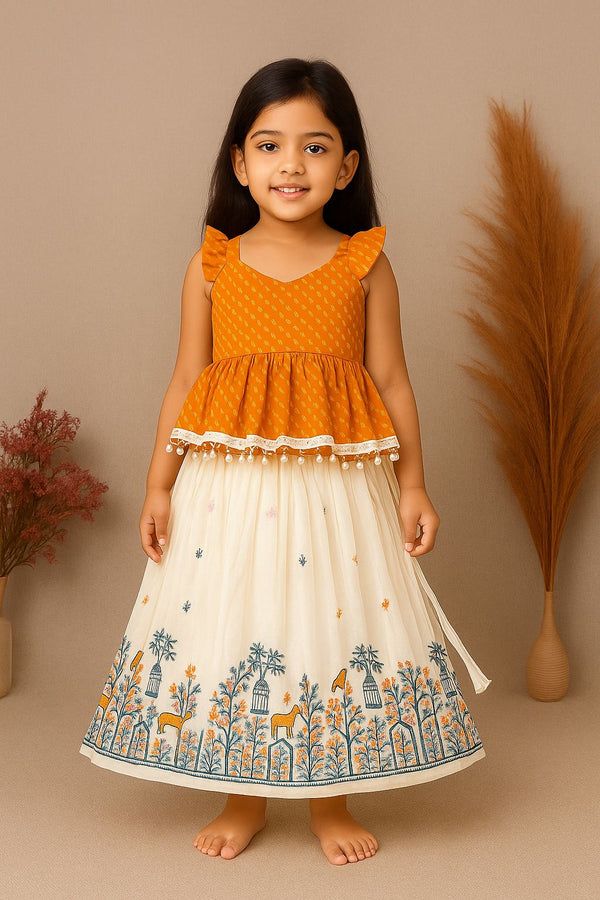 Kids Ethnic Printed Lehenga Choli Set