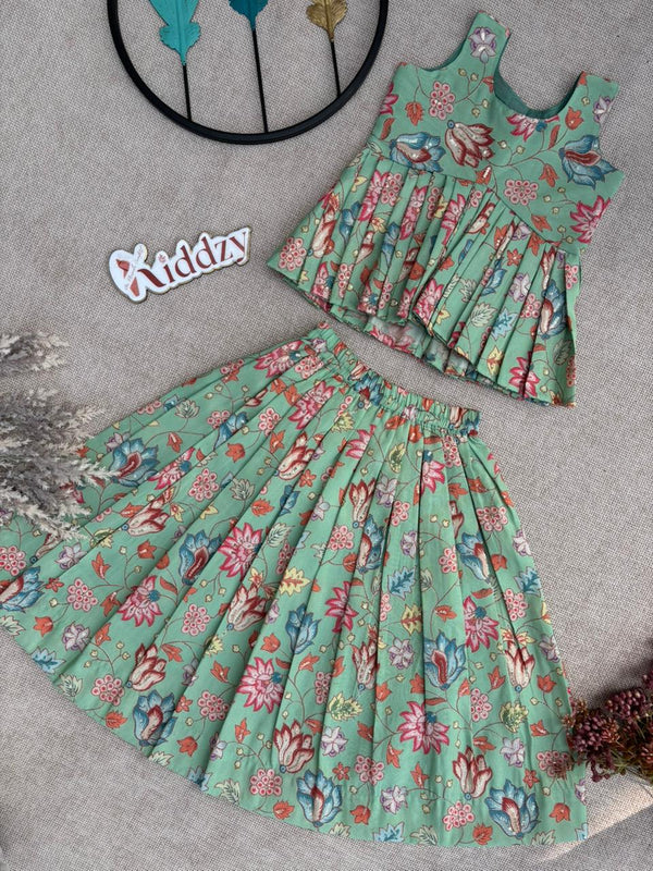 Mint Blossom Cosmos Kids Lehenga Choli