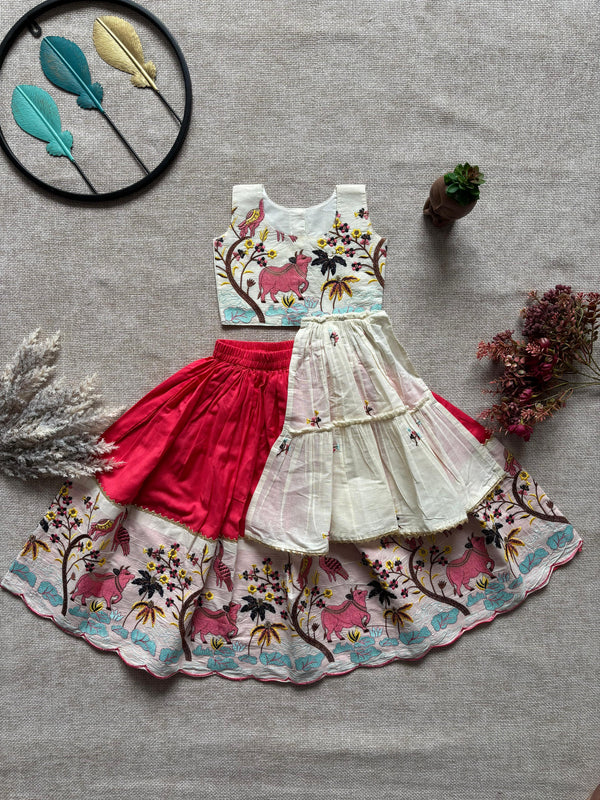 Kids Ethnic Embroidered Lehenga Choli Set