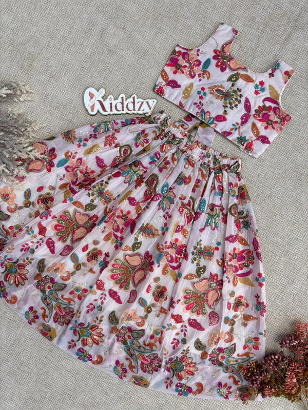 Pearl Bloom Poly Crepe Lehenga Choli